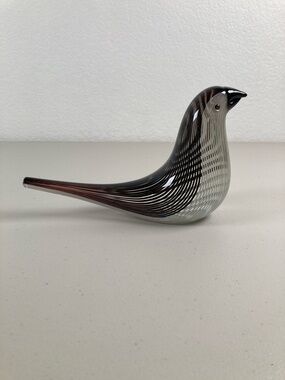 1950's Dino Martens for Aureliano Toso Murano Glass Black & White Bird Vintage